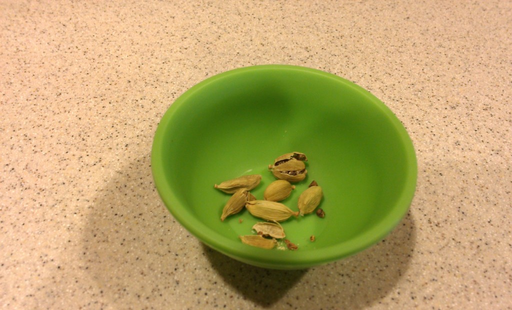 Crushed cardamom seeds.