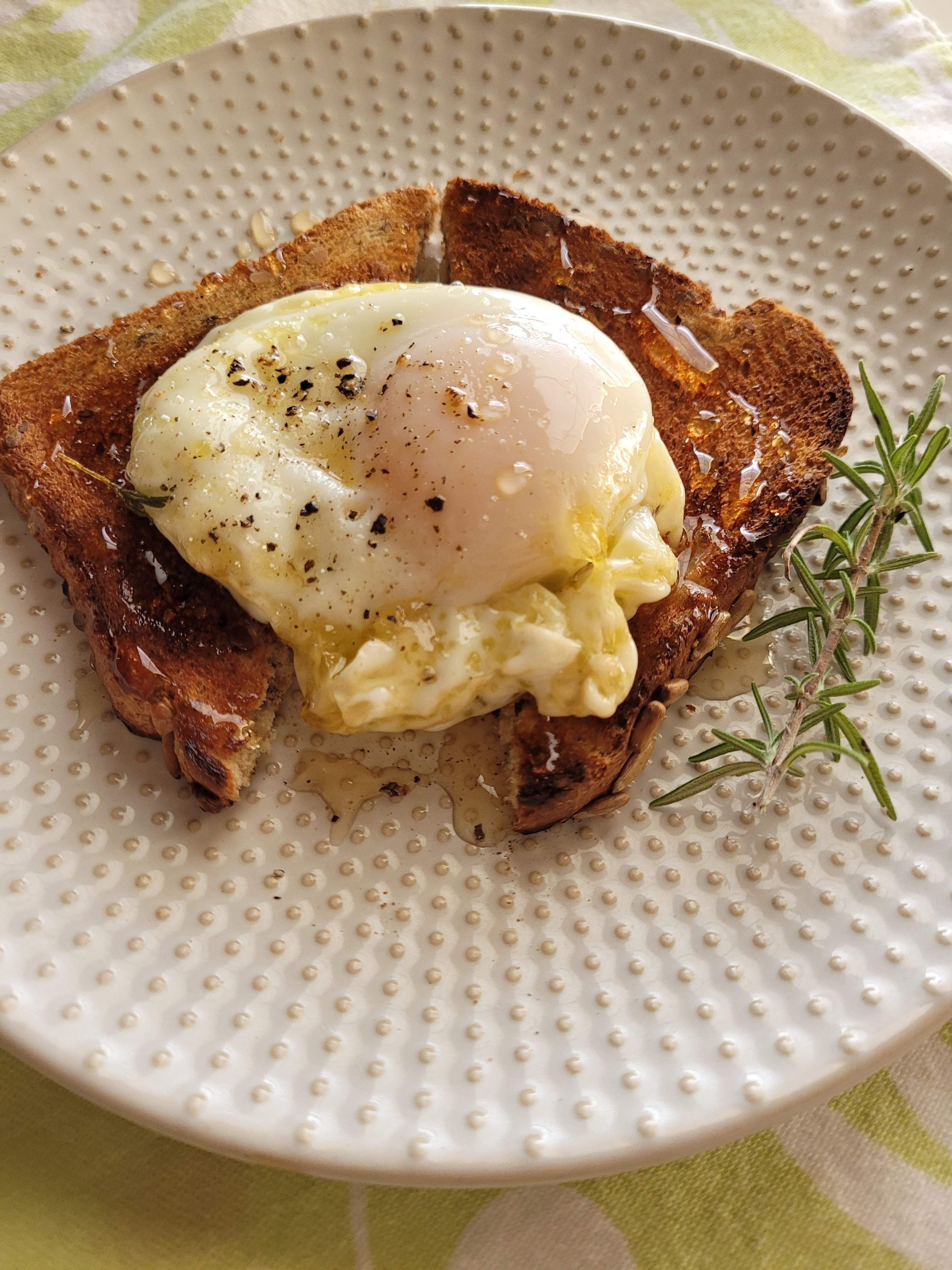 Olive Oil Poached Eggs with Toast Points and Hot Honey for Why I Never